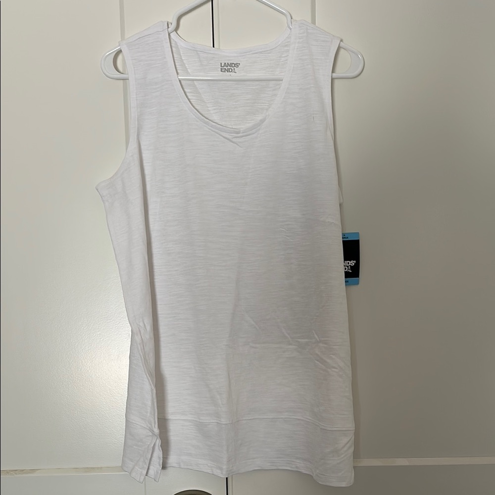 Lands' End White Sleeveless Tank Top